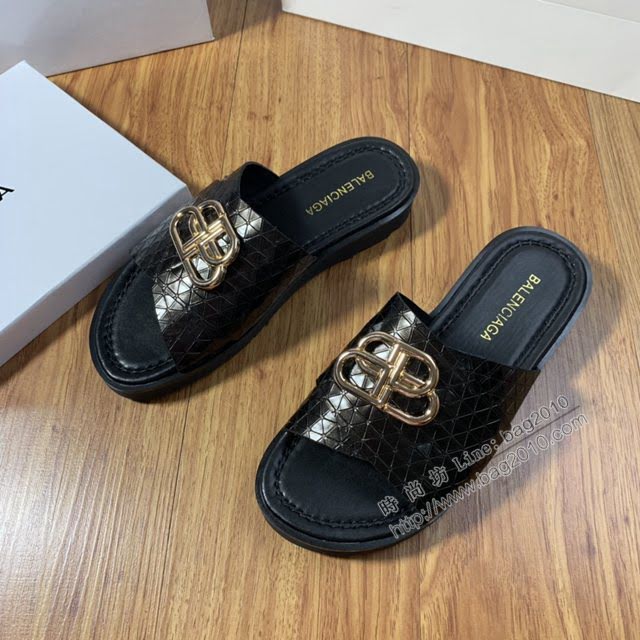 Balenciaga經典款男鞋 巴黎世家頂級版本男士夏季牛皮鞋面涼拖  hdbl1285
